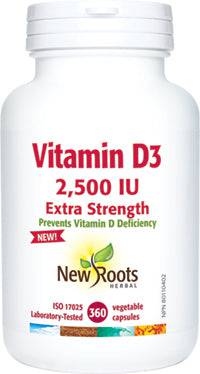 New Roots Herbal Vitamin D3 2,500 IU Extra Strength (Capsules) - YesWellness.com