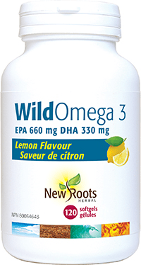 New Roots Herbal Wild Omega 3 EPA 660mg DHA 330mg Lemon Flavour - YesWellness.com