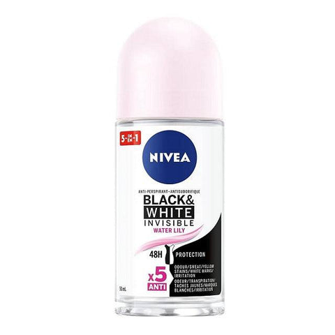 NIVEA Black & White Invisible 48H Protection Roll-on Anti-Perspirant - Water Lily 50mL - YesWellness.com