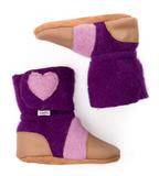 Nooks Design Booties Purple with Pink Hearts - Newborn - YesWellness.com