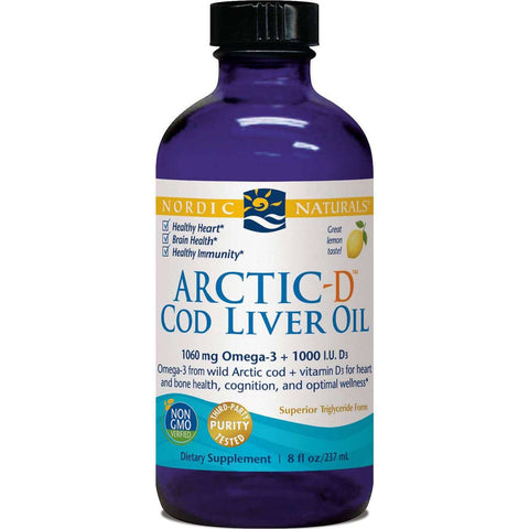 Nordic Naturals Arctic-D Cod Liver Oil Liquid 8 Fl. oz (237 ml)  Great Lemon Taste - YesWellness.com