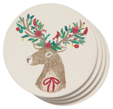 Now Designs Dasher Deer Soak Up Coasters Set of 4 - YesWellness.com