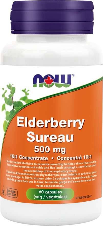Now Foods Elderberry 10:1 Fruit Concentrate 500mg 60 Vcaps - YesWellness.com