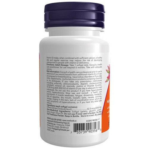 Now Foods Vitamin D-3 2500 IU Softgels - YesWellness.com
