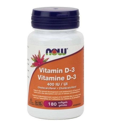 Now Foods Vitamin D-3 400IU 180 soft gels - YesWellness.com