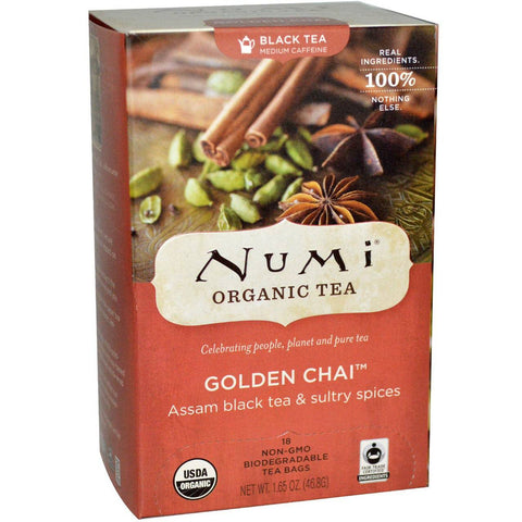 Numi Tea Organic Golden Chai Black Tea - 18 Tea Bags - YesWellness.com