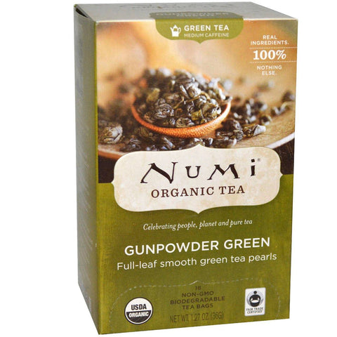 Numi Tea Organic Gunpowder Green Tea - 18 Tea Bags - YesWellness.com