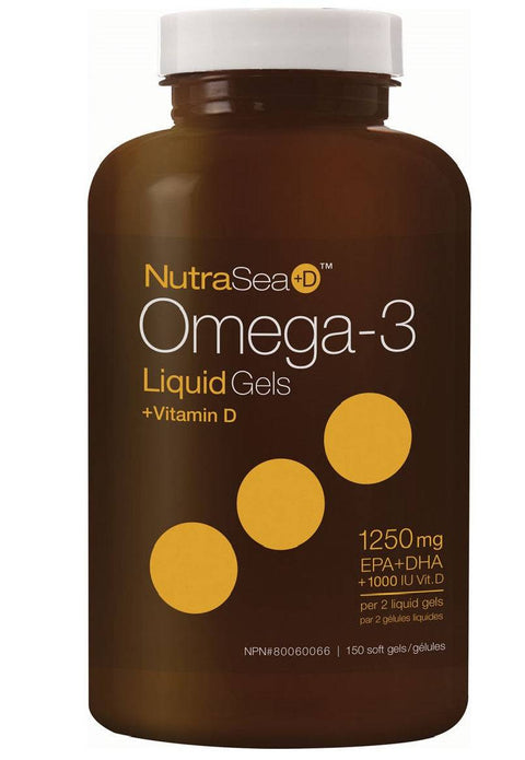 NutraSea+D Omega-3 Liquid Gels + Vitamin D (EPA + DHA 1250mg + 1000IU Vit D) - YesWellness.com