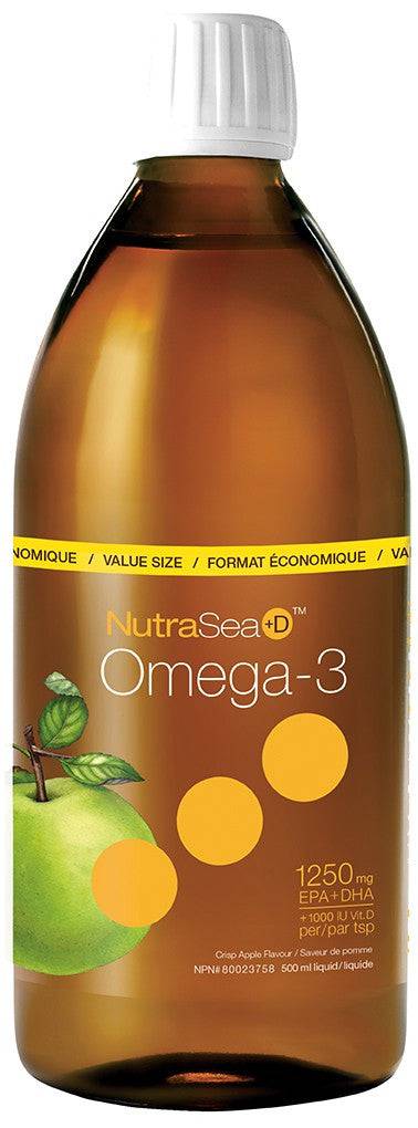 NutraSea+D Omega-3 + Vitamin D EPA & DHA 1250mg Liquid - YesWellness.com