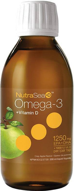 NutraSea+D Omega-3 + Vitamin D EPA & DHA 1250mg Liquid - YesWellness.com