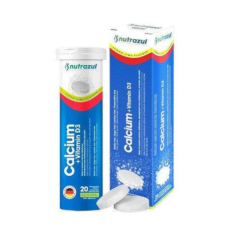 Expires April 2026 Clearance Nutrazul Calcium Plus Vitamin D3 Lemon Lime Flavour - 20 Effervescent Tablets