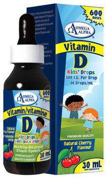 Omega Alpha Vitamin D 500 I.U. Kids Cherry 30 ml - YesWellness.com