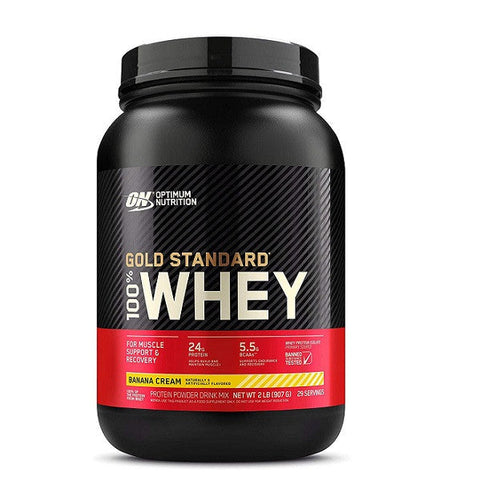 Expires April 2024 Clearance Optimum Nutrition Gold Standard 100% Whey Protein Banana Cream 2lbs - YesWellness.com