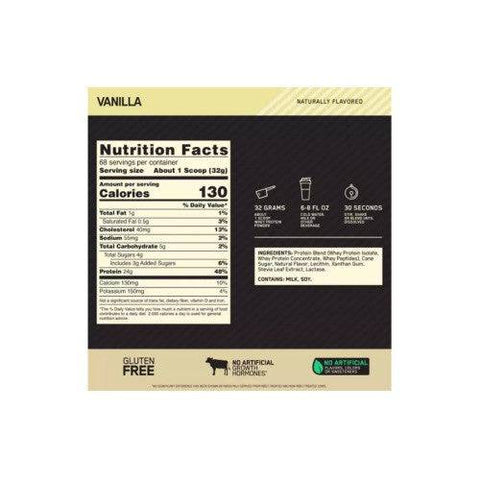 Optimum Nutrition Gold Standard Natural 100% Whey Gluten Free Vanilla 4.8lbs