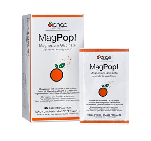 Orange Naturals MagPop! Magnesium Glycinate Effervescent Drink Mix 35 packets - YesWellness.com