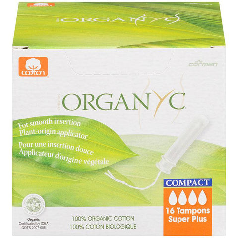 Organ(y)c 100% Organic Cotton Super Plus Tampons with BIO-Based Compact Applicator - 16 Count - YesWellness.com