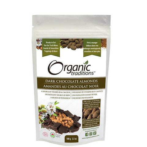 Organic Traditions Dark Chocolate Covered Almonds - YesWellness.com