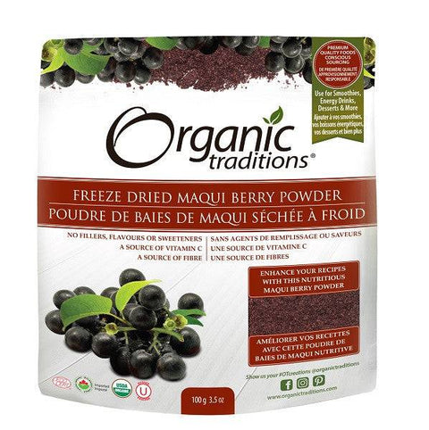 Expires May 2024 Clearance Organic Traditions Freeze Dried Maqui Berry Powder 100 grams - YesWellness.com