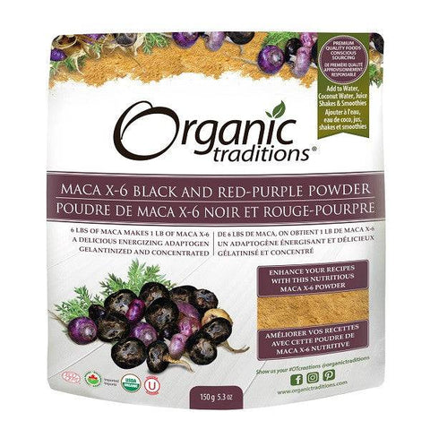 Organic Traditions Maca-X-6 Black and Red-Purple Powder 150 grams - YesWellness.com