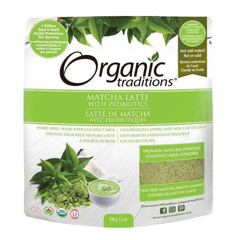 Organic Traditions Matcha Latte with Probiotics 150g - YesWellness.com