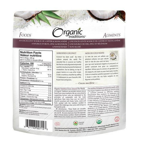 Organic Traditions Shredded Coconut 227 grams - YesWellness.com