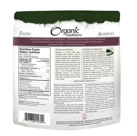 Organic Traditions Spirulina Powder 150 grams - YesWellness.com