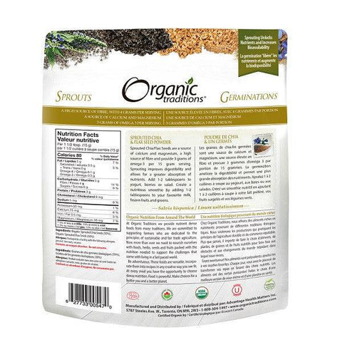 Organic Traditions Sprouted Chia and Flax Seed Powder - YesWellness.com