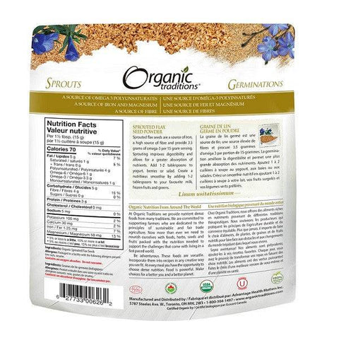 Organic Traditions Sprouted Flax Seed Powder - YesWellness.com