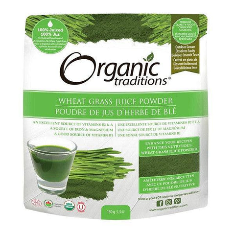 Organic Traditions Wheat Grass Juice Powder 150 grams - YesWellness.com