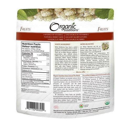 Organic Traditions White Mulberries 227 grams - YesWellness.com