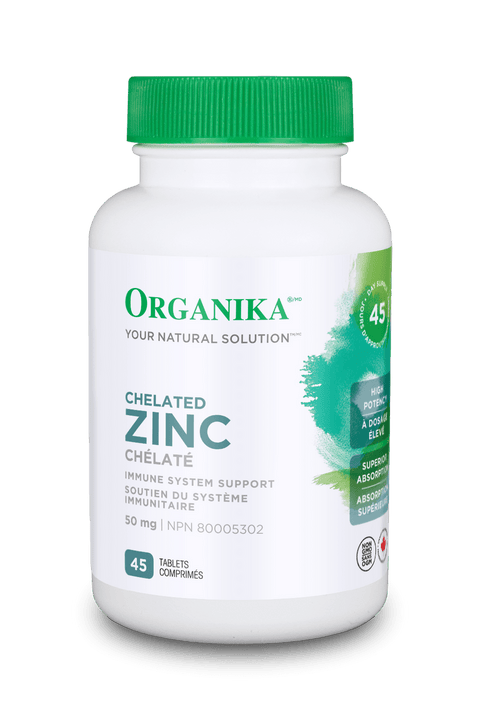 Organika Chelated Zinc 50mg - Immune System Support 45 Tablets - YesWellness.com