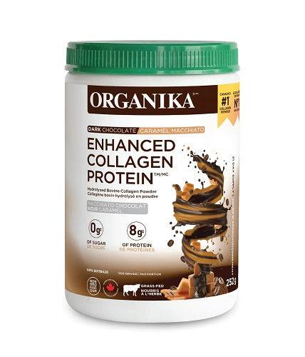 Organika Dark Chocolate Caramel Macchiato Enhanced Collagen Protein 252g - YesWellness.com