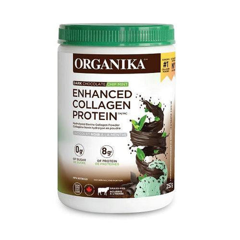 Organika Enhanced Collagen Protein Dark Chocolate Chip Mint 252g - YesWellness.com