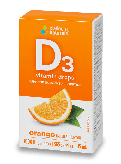 Platinum Naturals Vitamin D3 Drops 1000IU 15mL - YesWellness.com