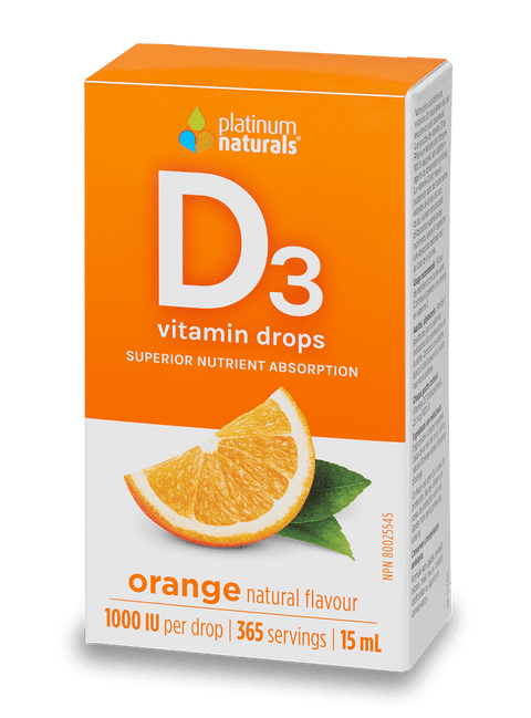 Expires January 2026 Clearance Platinum Naturals Vitamin D3 Drops 1000IU 15mL - Orange