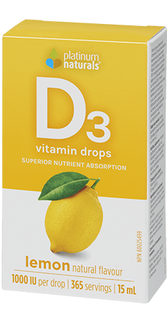 Expires January 2026 Clearance Platinum Naturals Vitamin D3 Drops 1000IU 15mL - Lemon