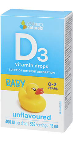 Platinum Naturals Vitamin D3 Drops 400IU for Baby 0-2 Years - Unflavoured 15mL - YesWellness.com