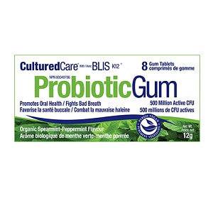Prairie Naturals Cultured Care Probiotic Gum with BLIS K12 - Spearmint Peppermint Box of 12 - YesWellness.com