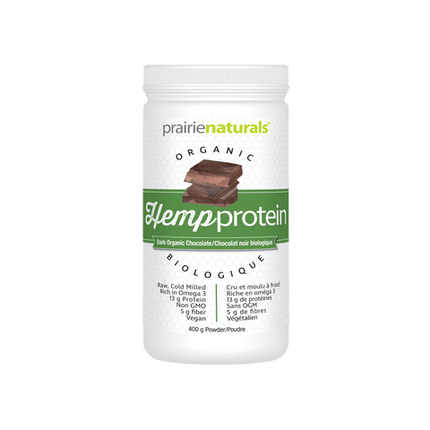 Expires March 2026 Clearance Prairie Naturals Organic Hemp Protein 400 Grams Organic Dark Chocolate