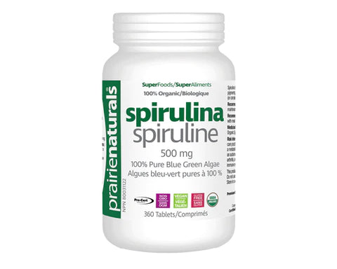Expires July 2024 Clearance Prairie Naturals SuperFoods Organic Spirulina 500mg 360 Tablets - YesWellness.com