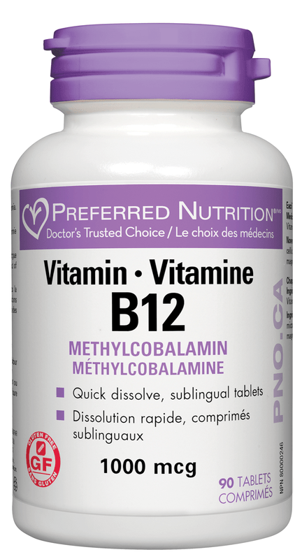 Preferred Nutrition Vitamin B12 Methylcobalamin 1000mcg Tablets 90 tablets - YesWellness.com