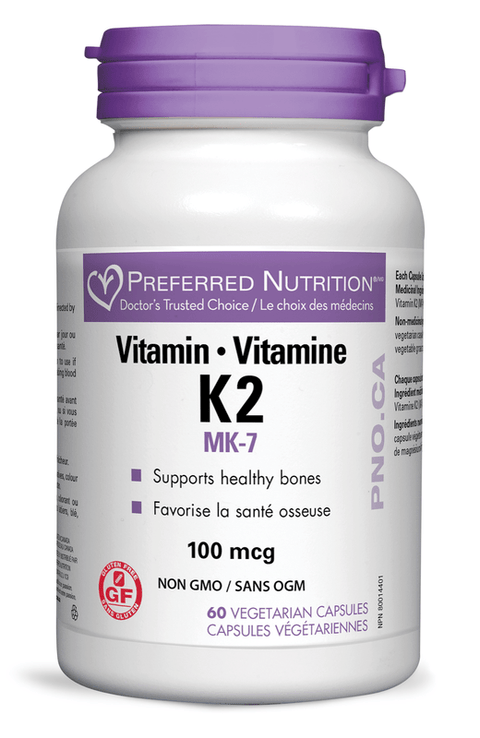 Preferred Nutrition Vitamin K2 100mcg Vegicaps - 60 veg capsules - YesWellness.com