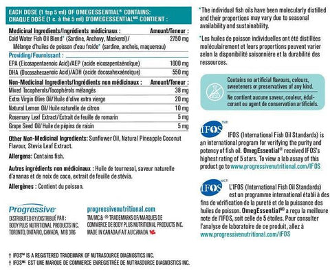Progressive OmegEssential Liquid Fish Oil - Pineapple Coconut 500 mL - YesWellness.com