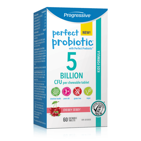 Progressive Perfect Probiotic 5 Billion Kids Cherry Berry 60 Chewable Tablets - YesWellness.com