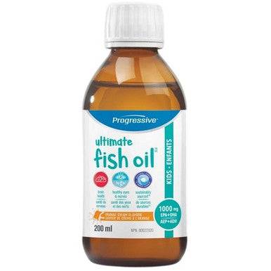 Progressive Ultimate Fish Oil for Kids Liquid Orange Cream Flavour 200ml - YesWellness.com