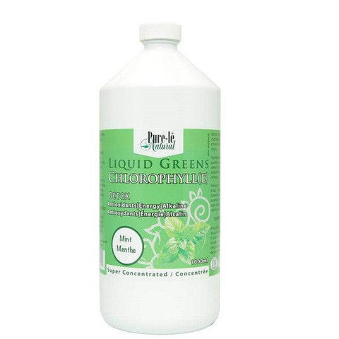 Expires May 2024 Clearance Pure-le Natural Liquid Greens Chlorophyll Super Concentrated - Detox Antioxidants Mint 1 L - YesWellness.com
