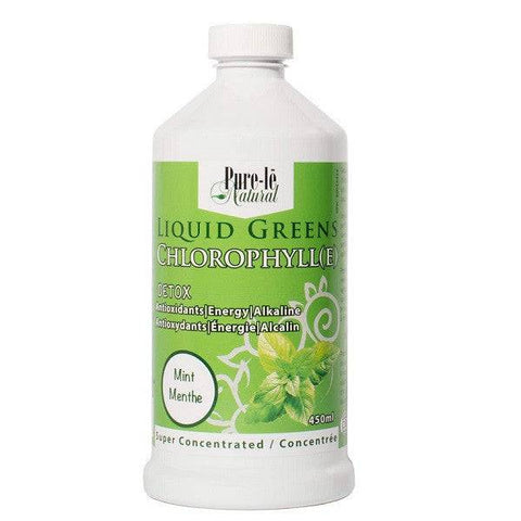 Expires May 2024 Clearance Pure-le Natural Liquid Greens Chlorophyll Super Concentrated - Detox Antioxidants Mint 450 mL - YesWellness.com