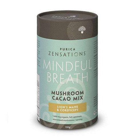 Purica Zensations Mushroom Cacao Mix - Mindful Breath Lion’s Mane & Cordyceps 150g - YesWellness.com