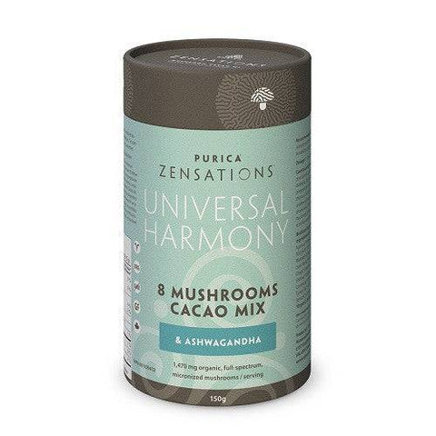 Purica Zensations Mushroom Cacao Mix - Universal Harmony Eight Mushrooms & Ashwagandha 150g - YesWellness.com