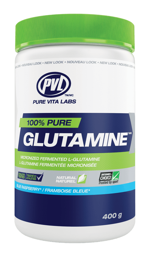 PVL 100% Pure Glutamine Blue Raspberry 400 grams - YesWellness.com